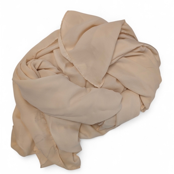 VINTAGE XL Cream Chiffon Shawl Scarf Pareo Wrap Flowing Oversized - Picture 3 of 13